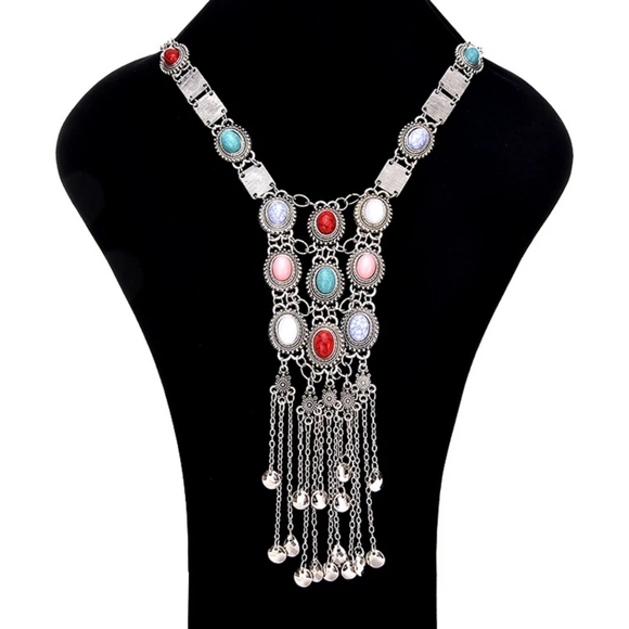 Bohemian long maxi tassel collar necklace - Picture 2 of 4